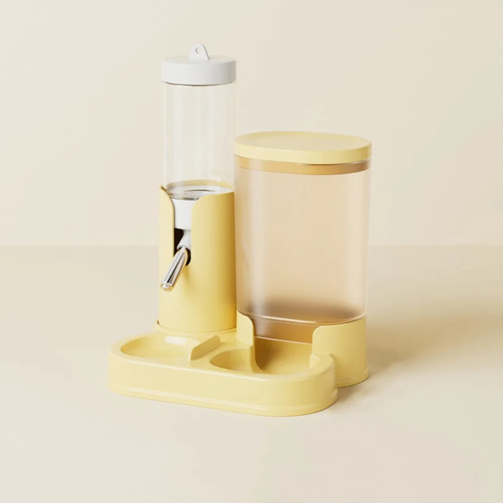 Easy Install 2 in 1 Hamster Water Dispenser Automatic with Base Pet Auto Dispenser Leak-Proof Food Feeding Bowl Indoor