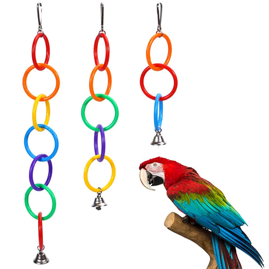 Bird Climbing Training Toy Colorful Ring Birds Relieve Boredom Climbing Toys Climbing Peony Black Phoenix Parrot Bird with Bells