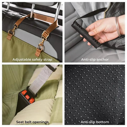 Large Dog Car Seat Bed with Chess Board Design Universal Fit for Most Cars Winter Pet Travel Bed Travel Safety Cushion