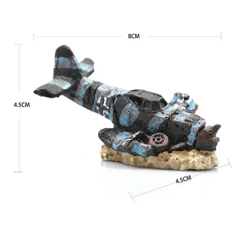 Aquarium Accessoires Small Aircraft in  Ship Wreck  Decor Landscape Decoration Boat Fish Tank Ornament Background Aquascaping