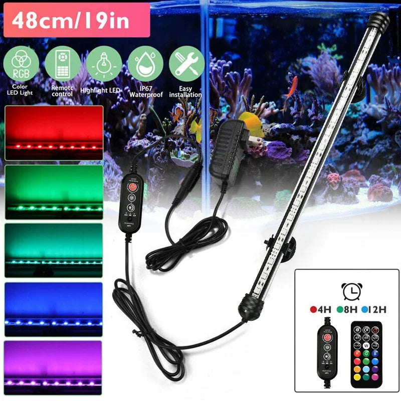 Aquarium 21 LED Light Remote Control Diving Lamp Plant Grow Lighting Underwater Fish Tank Light RGB Led Aquarium Accessories EU