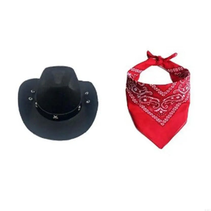 Dog Costume Hat Bandanas Halloween Theme Party Dog Cowboy Hat Cosplay Accessory