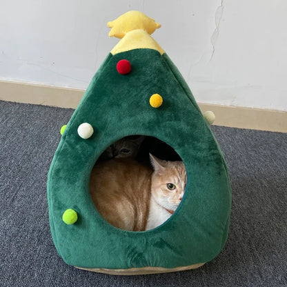 House Pet Supplies Pet Beds Christmas Tree Cat Litter Kennel Winter Warm Pet Litter Winter Cat