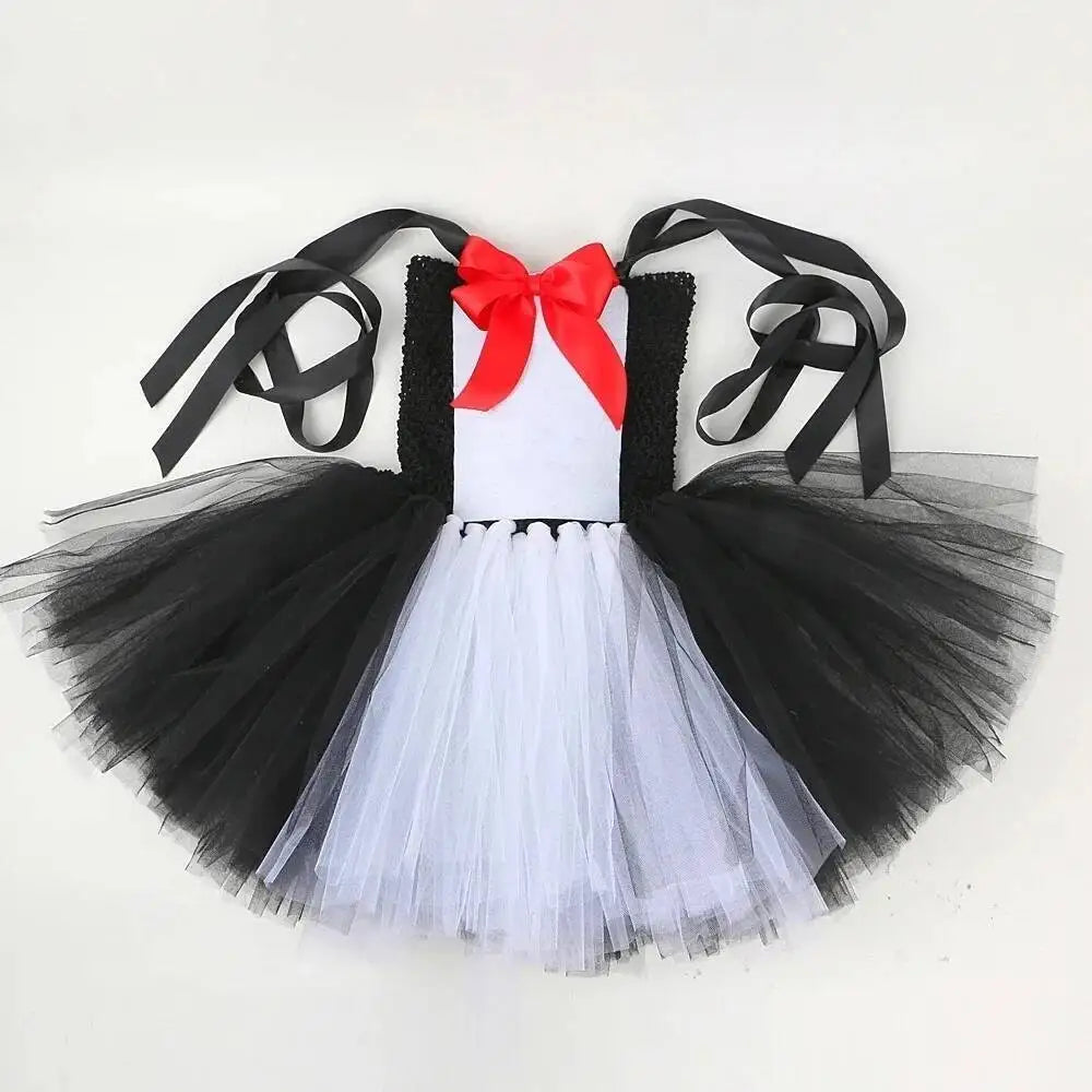 Cat in Hat Halloween Costumes for Girls Funny White Black Magic Cat Tutu Dresses for Kids Animal Fancy Outfits Birthday Clothes