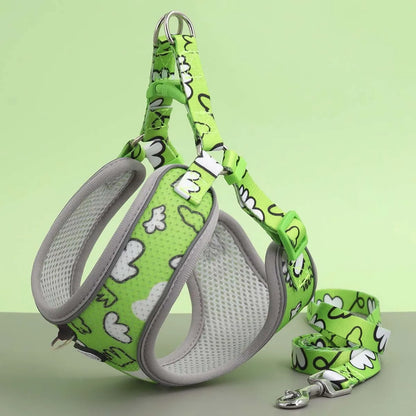 One Dog Harness and Leash Set - Comfort Adjustable - Escape Prevention Pet Leash Vest - For Small to Medium Dogs