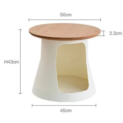 Solid Wood Minimalist Cat Side Table Multi-Functional Coffee Table Pet Bed for Living Room Home Use Cat Furniture