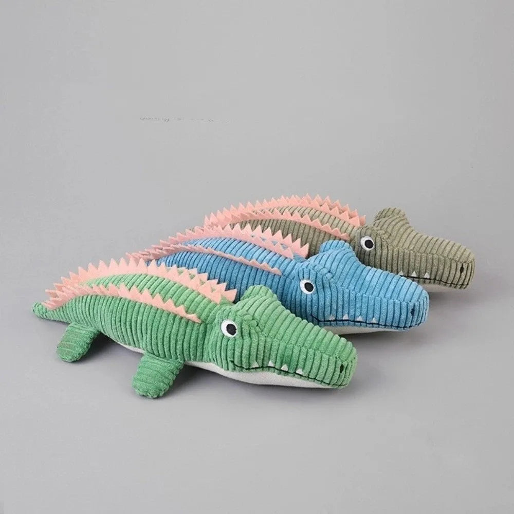 Dog Sound Bite Resistant Dog Chew Cartoon Animal Shape Pet Crocodile Soft Stuffed Pet for Cats and Dogs