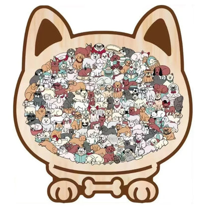 Animal Shape Dog Shaped Puzzle Early Education Thinking Training Puppies Wooden Puzzle Fun And Difficult Jigsaw