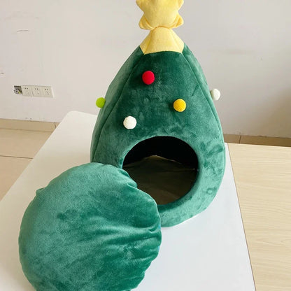 House Pet Supplies Pet Beds Christmas Tree Cat Litter Kennel Winter Warm Pet Litter Winter Cat