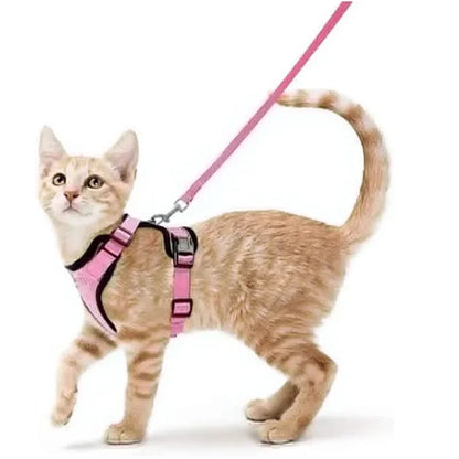 Cat dog collar vest harnesses leash Outdoor walk pet Anti-escape reflective kitten collar small dog chest breathable leashes