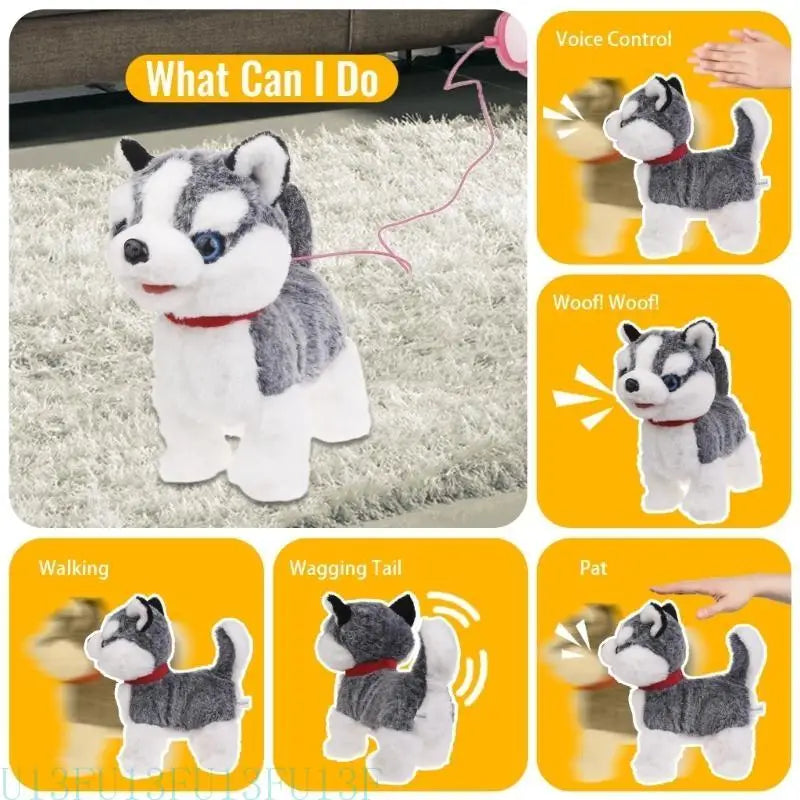 652F Electric Singing Dog Toy Walking Animal with Leash Rope Talking Puppy Toy Lovely Music Animal Toy Toddler Crawling Toy