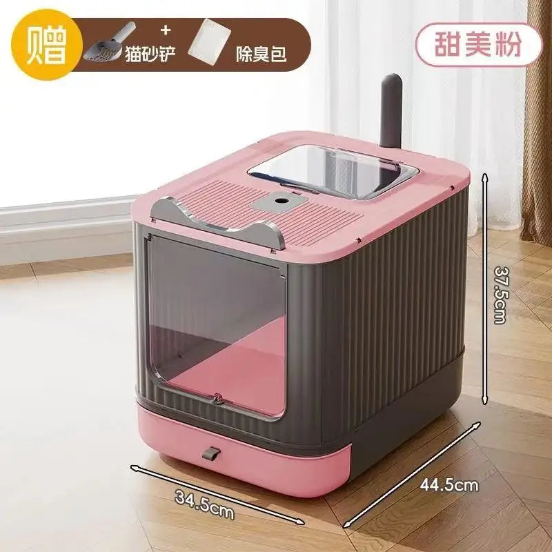 Pet UV Lights Top Drawer Litter Pan Fully Enclosed with In/out Door Control Disinfecting and Deodorizing For Cat Cat Litter Box