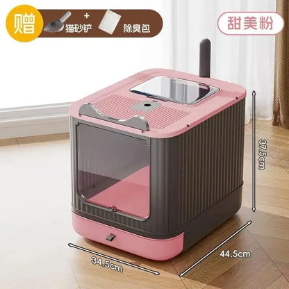 Pet UV Lights Top Drawer Litter Pan Fully Enclosed with In/out Door Control Disinfecting and Deodorizing For Cat Cat Litter Box