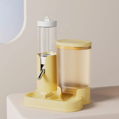 Easy Install 2 in 1 Hamster Water Dispenser Automatic with Base Pet Auto Dispenser Leak-Proof Food Feeding Bowl Indoor