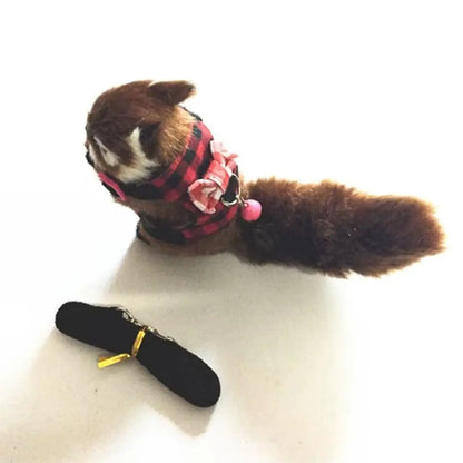 Adjustable Hamster Harness Comfortable Escape-Proof Hamster Chest Strap with Bow Bells Hamster Striped Vest Training