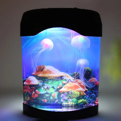 Artificial Aquarism Nightlight With 3 Seajelly LED Light Multi Functional Fish Tank Table Decoration 7 Color Changing Lighting