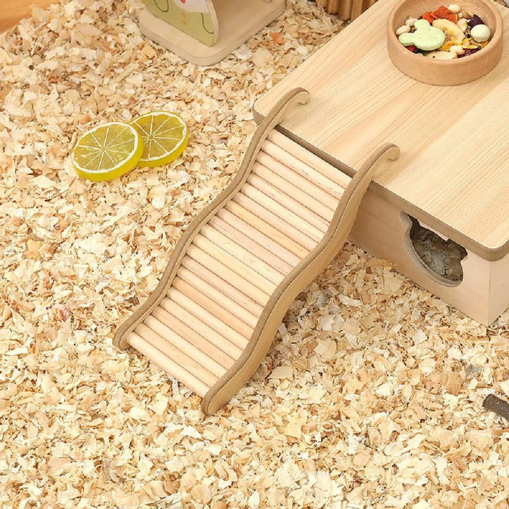 1PC Small pet supplies, cages, decorative accessories, wooden wavy stairs, hamster toys, curved chutes, small animals