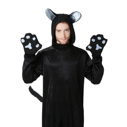 Adult Cosplay Black Cat Costume Animal Onesie Suitable for Halloween Party Dance Jumpsuits Costumes Props Suit Woman Men # 1 # W