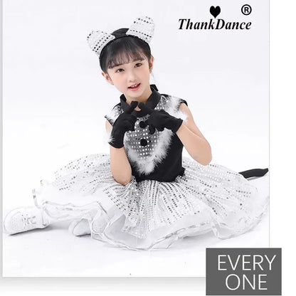 Cute Cat Cosplay for Kids Cat Girl Costumes Girl and Boys Cosplay Animal Dance Costumes for Children Halloween Clothing