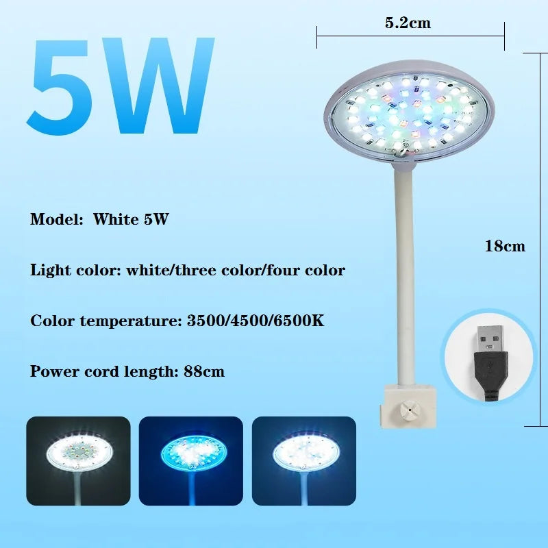 USB Aquarium Light 5W 7W LED Waterproof Fish Tank Lighting Underwater Fish Lamp Aquariums Decor Plant Lamp Mini Fish Tank Light