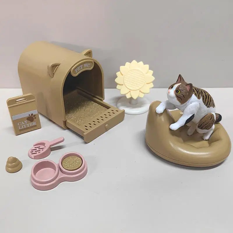 1 Set Micro Landscape Dollhouse Cat Trees Scratcher Set Miniature Cat Ornament Decorative Accessories Toy For Pet Lovers