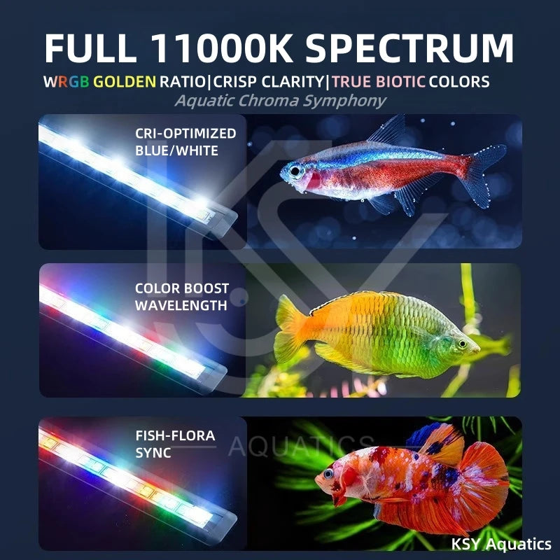 Aquarium Lighting LED Light for Fish Tank Coral Growth Full Spectrum Clear Water Energy Saving Lamp for Aquatic Plants