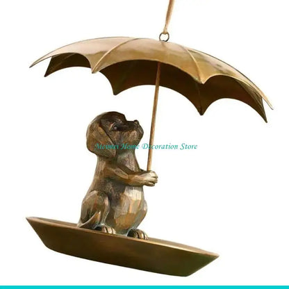 H7BF Outdoor Bird Feeders Iron Construction With Canopys Cover Animal Theme Decorative Piece For Backyard Nature Lover