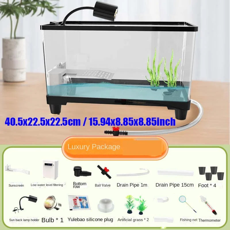 Fish Tank Ecologic Aquarium Turtle Tank Lighting Filter Amphibians Open Breeding Box Bottom Drainage Watertank Ecosystem