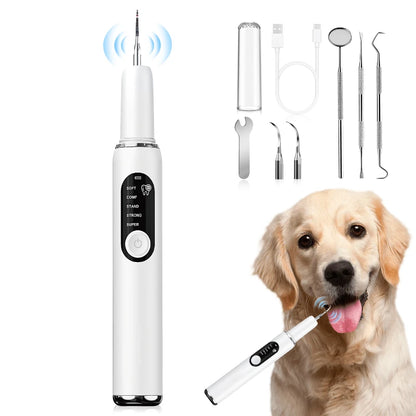 Cat Dog Dental Cleaner with USB Charging LED Light Pet Cleaning Oral Supplies Portable Waterproof Pet Dental Cleaning Equipment