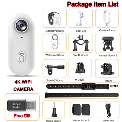 4K HD Mini WiFi Camera 1080P Outdoor Pet Collar APP Portable Sports Vlogging Bodycam Magnetic Video Recorder Microphone POV Cam