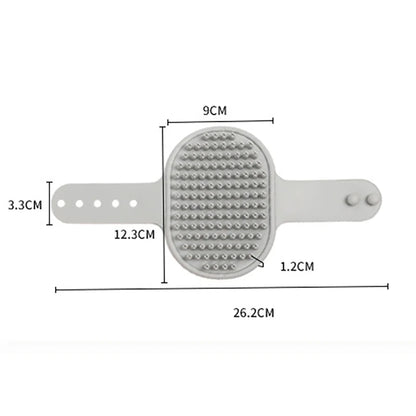 Cat Grooming Comb Dog Bath Brush Pet Grooming Shedding Soothing Massage Rubber Bristles Comb with Adjustable Ring Handle