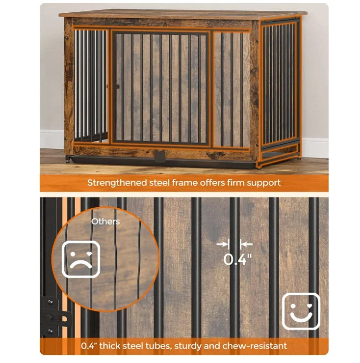 Customized Dog Crate Furniture Wooden Dog Crate Table Furniture Style Indoor Pet Crate With Double Doors