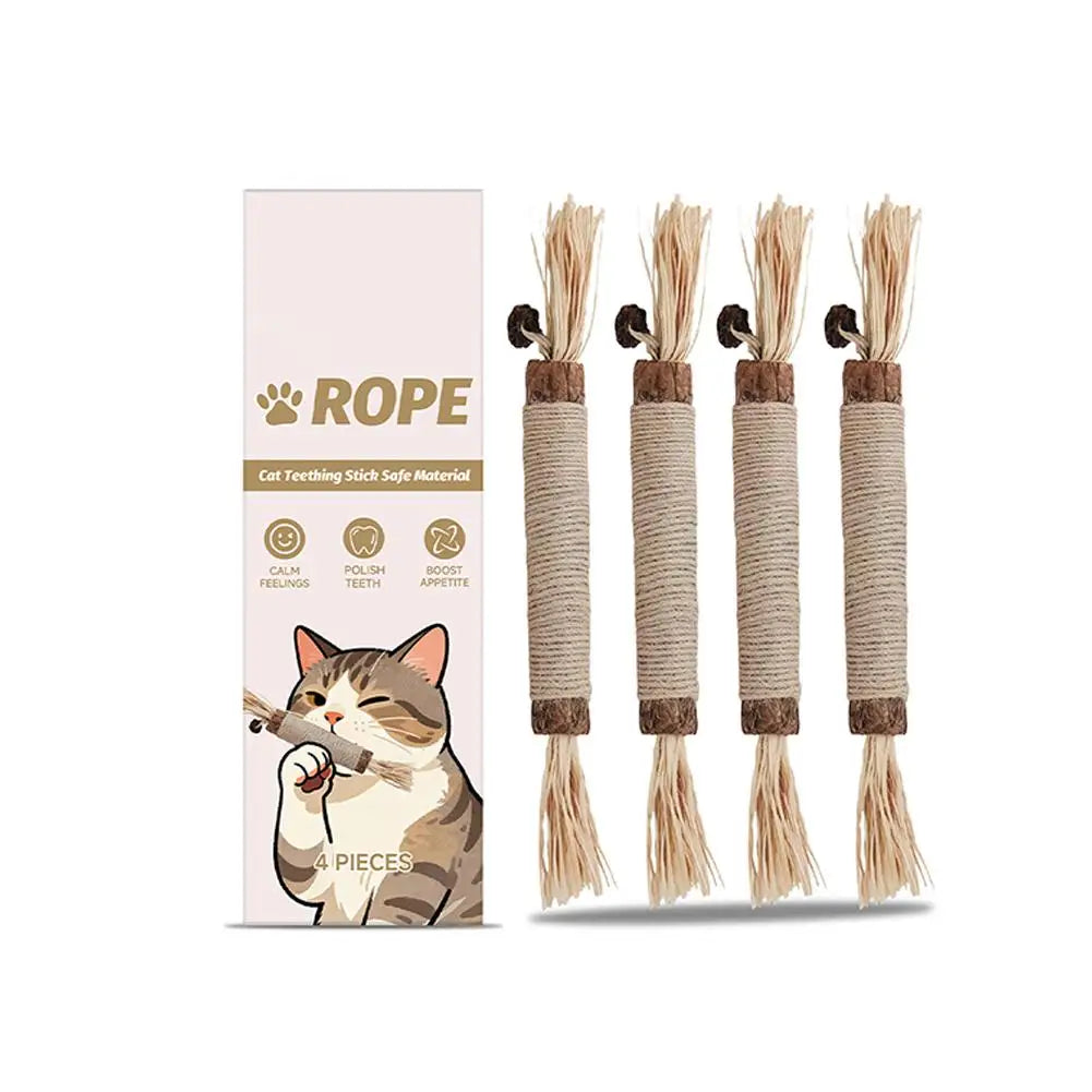4 PCS Cute Cat Teeth Grinder Toy - Healthy Teeth Grinding Tool Pet Dental Care Supplies Attract Pet Attention Daily Chew Toy