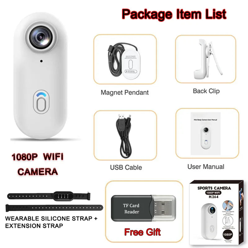 4K HD Mini Pet Collar Camera Wide Angle Lens 1080P FHD Portable Dog Cat Neck Camera Vlog Sport Action Body  WiFi Video Recording