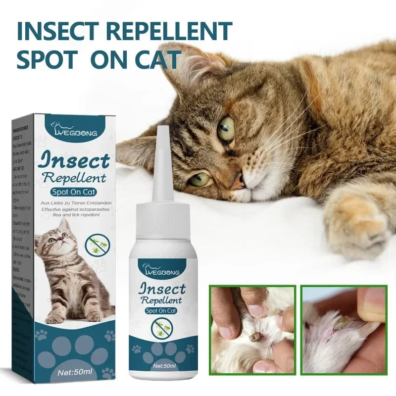 50ml Pet Anti Flea Tick Agent for Cats, Dogs, and Dogs. Extracorporeal Deworming Skin Cleaning Agent for Lice, Ticks, and Ticks