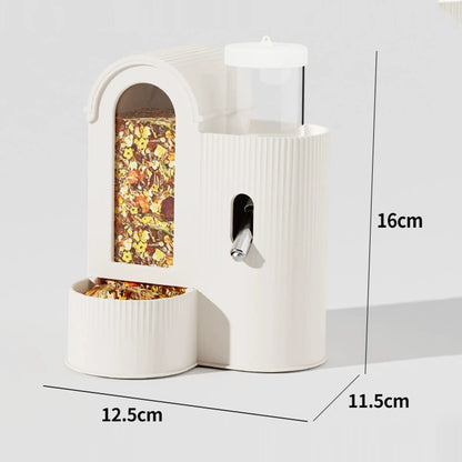 2-in-1 Automatic Food Bowl with Water Bottle Hamster Feeder And Waterer Small Animal Feeder for Hamster Guinea Pig Rat Cage Home
