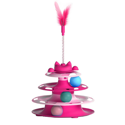 Cat Toys for Self-Entertainment: Interactive Turntable, Teaser Wand, Balls - Anti-Boredom for Kittens & Adult Cats,