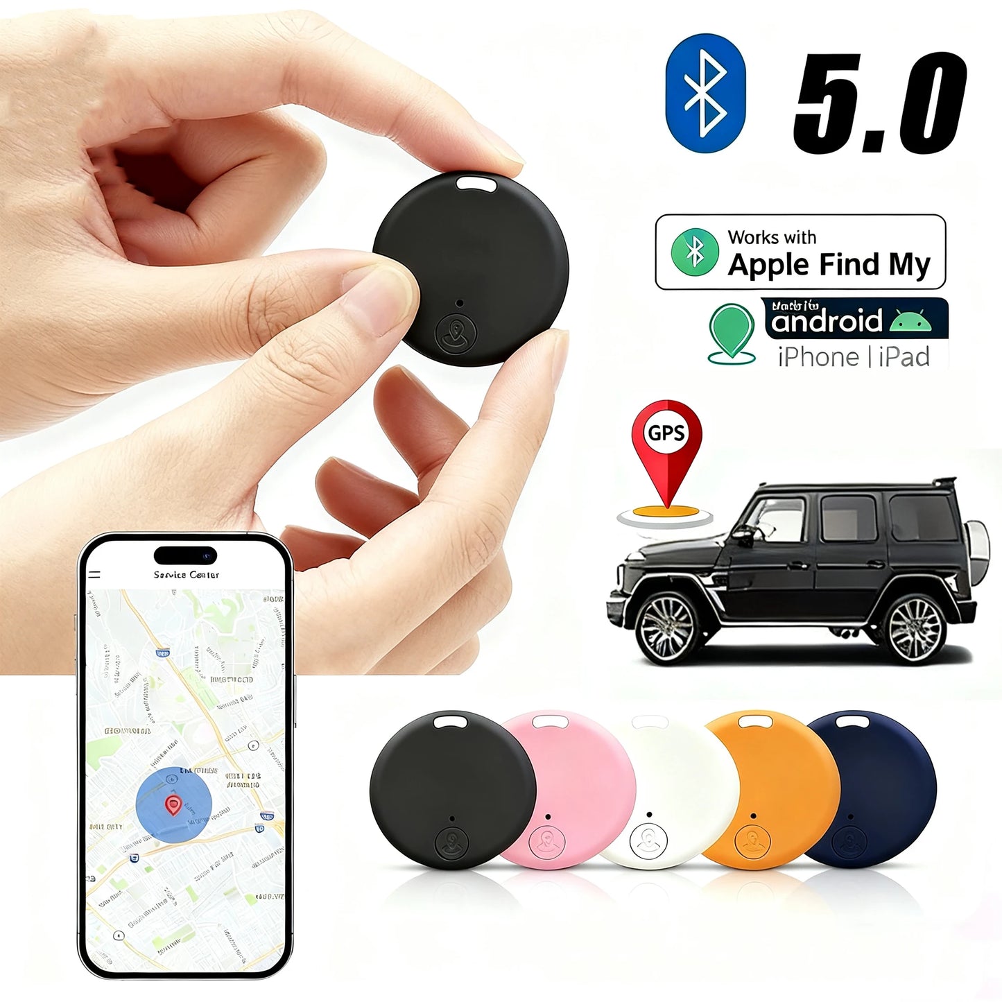 GPS Tracker 5.0 Mini Smart Bluetooth Tracking Devicet Pets Children Vehicle Real Time Locator For IOS Android Anti-Lost Detector
