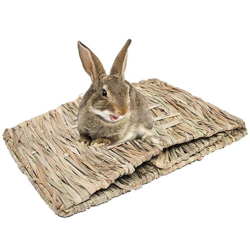 Rabbit Grass Bed Natural Straw Woven House Bunny Chew Toys Hay Nest Tunnel For Hamsters Chinchillas Mice Small Animals