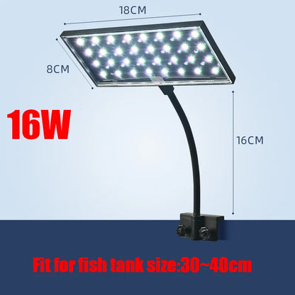 12\16W Aquarium Light Flicker-free Natural Light Fish Tank LED Click Lamp Aquatic Plant Decoration Lighting