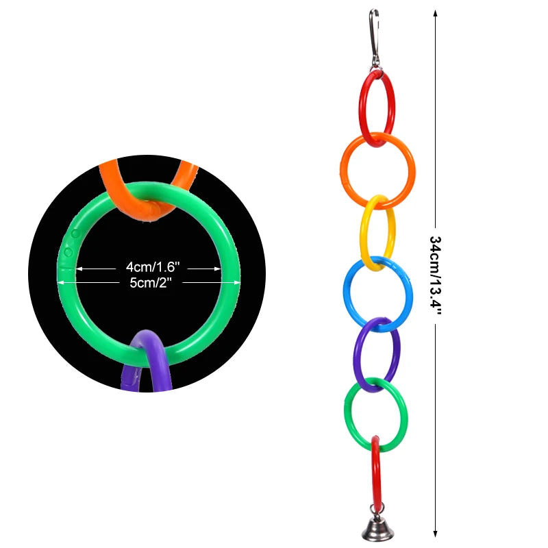 Bird Climbing Training Toy Colorful Ring Birds Relieve Boredom Climbing Toys Climbing Peony Black Phoenix Parrot Bird with Bells