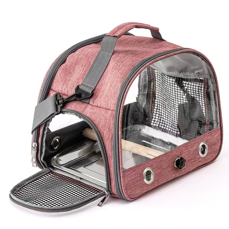 Small Bird Travel Carrier Portable Parrot Parakeet with Standing Side Access Window Foldable Outdoor Carry Bird Carrier Bag