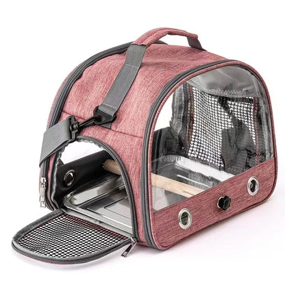 Small Bird Travel Carrier Portable Parrot Parakeet with Standing Side Access Window Foldable Outdoor Carry Bird Carrier Bag