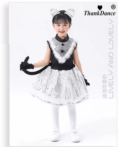 Cute Cat Cosplay for Kids Cat Girl Costumes Girl and Boys Cosplay Animal Dance Costumes for Children Halloween Clothing