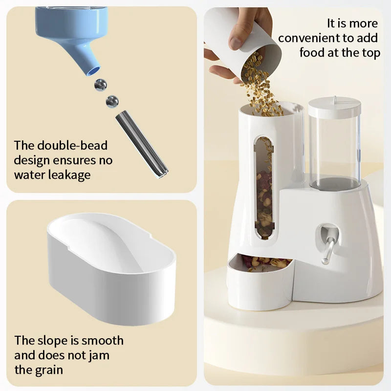 Hamster Water Feeder Small Animal Automatic Dispenser Drinking Water Bottle Bowls Dish with Food Container for Guinea Pig Rat