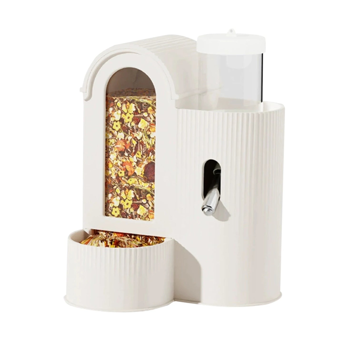 2-in-1 Automatic Food Bowl with Water Bottle Hamster Feeder And Waterer Small Animal Feeder for Hamster Guinea Pig Rat Cage Home