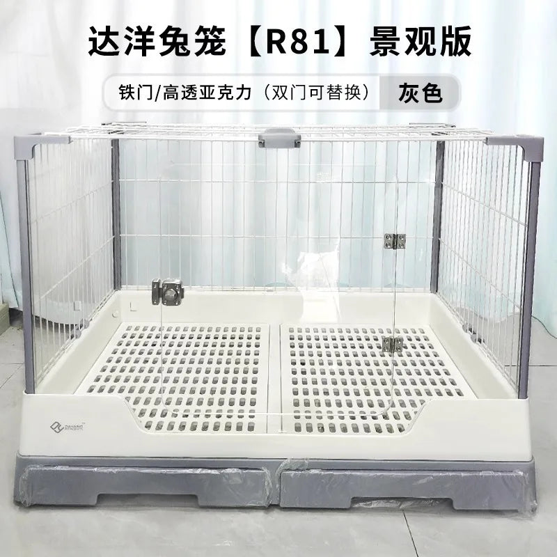 Rabbit Cage with Double Drawers, Urine-Proof, Extra-Large Acrylic Landscape Cage for Home Use