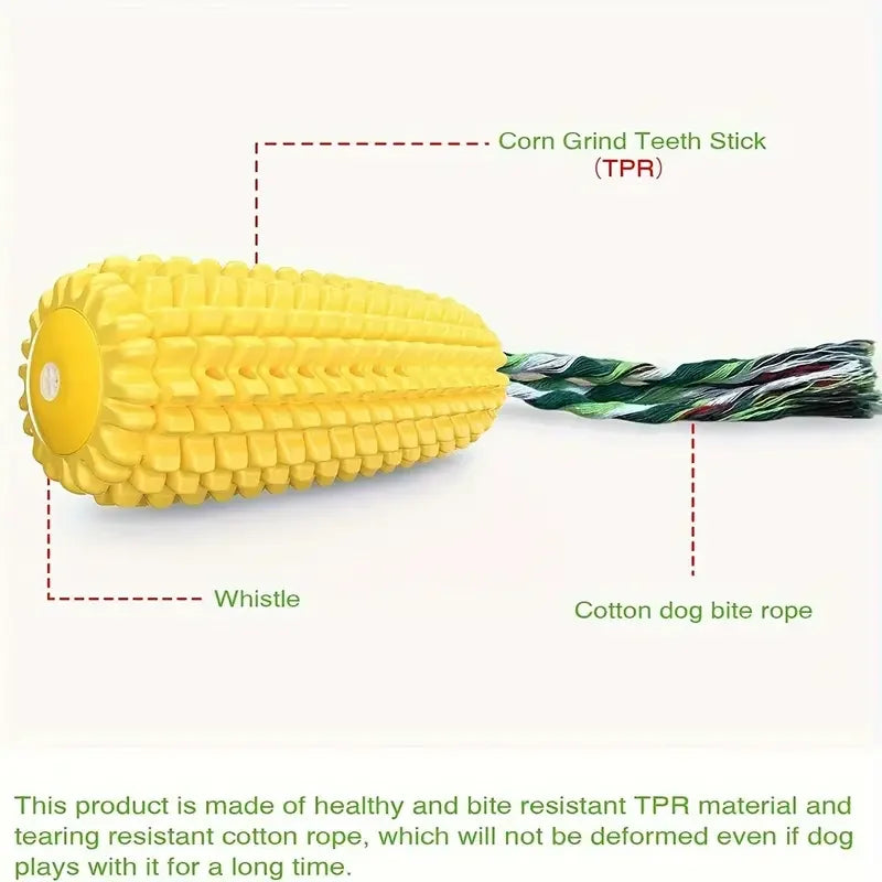 Dog Chew Toys for Aggressive Chewers, Tough Durable Squeaky Interactive Dog Toys, Puppy Teeth Chew Corn Stick Toy for Small Larg