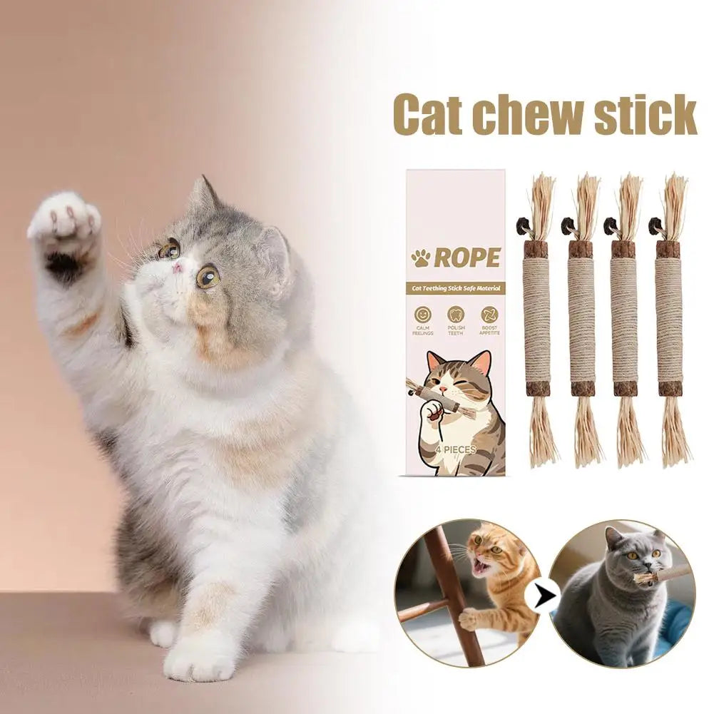 4 PCS Cute Cat Teeth Grinder Toy - Healthy Teeth Grinding Tool Pet Dental Care Supplies Attract Pet Attention Daily Chew Toy
