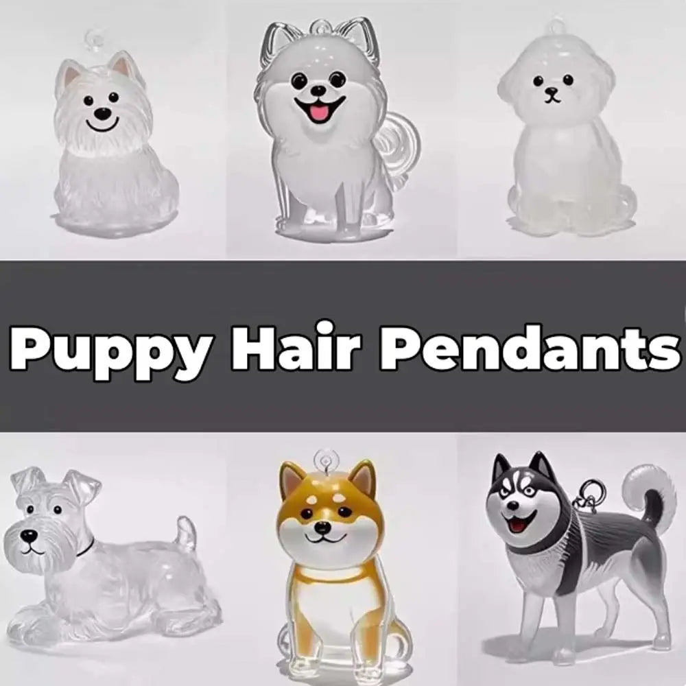Dog Shape Dog Hair Storage Box Transparent DIY Handmade Pet Hair Keychain Keyring Hair Grooming Puppy Pendants Pet lovers